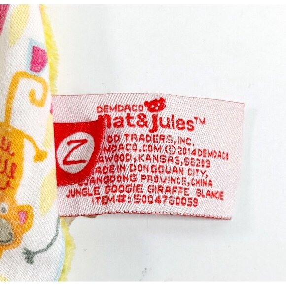 Nat &  Jules Jungle Boogie Giraffe Blankie Lovey Demdaco Zutano Security Blanket - Picture 3 of 4